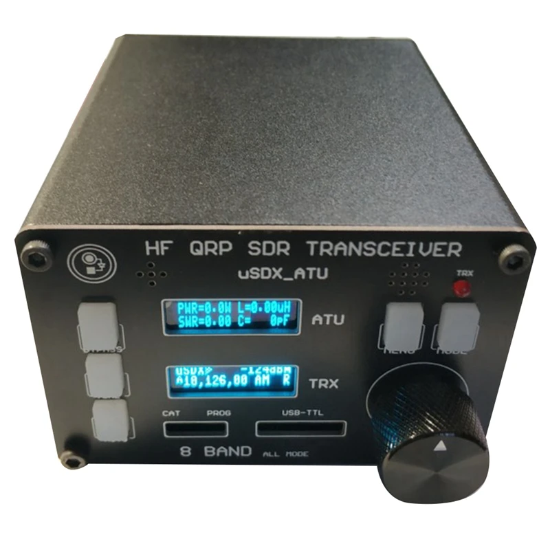 USDX SDR Transceiver All Mode 8 Band Receiver HF Ham Radio QRP CW Transceiver Built-In ATU-100 Antenna Tuner Dual OLED