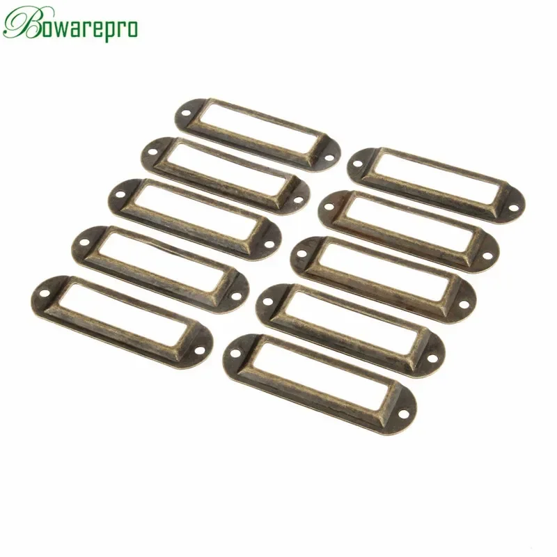 Bowarepro 70*21 мм античная винтажная металлическая этикетка, рамка, ручка, держатель для карточек с именем файла для мебельного шкафа, ящик, коробка, 10 шт.