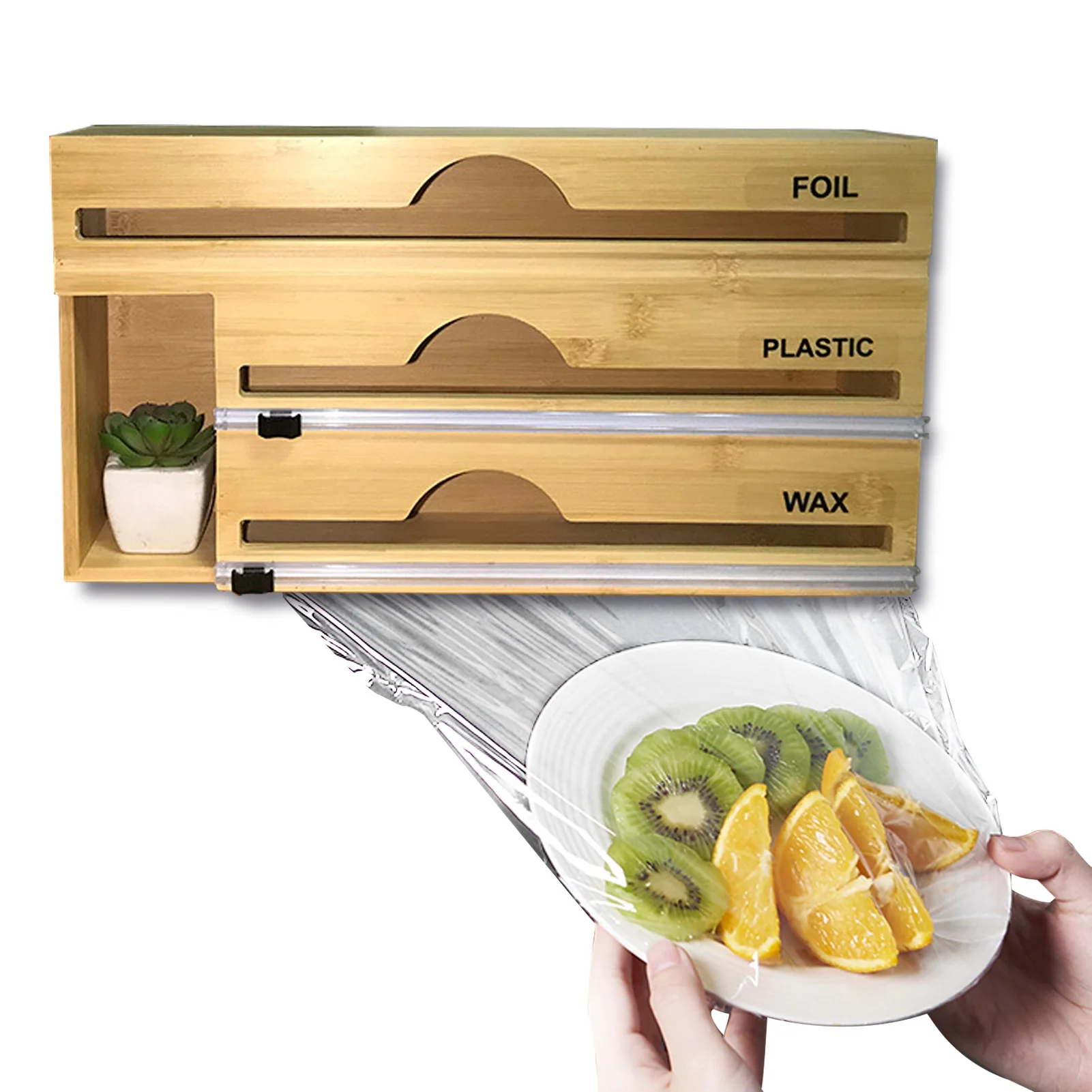 

Wrap Dispenser With CutterWrappers Foil And Wax Paper Organizers Easy To Use Cling Wrap Wax Paper Dispenser