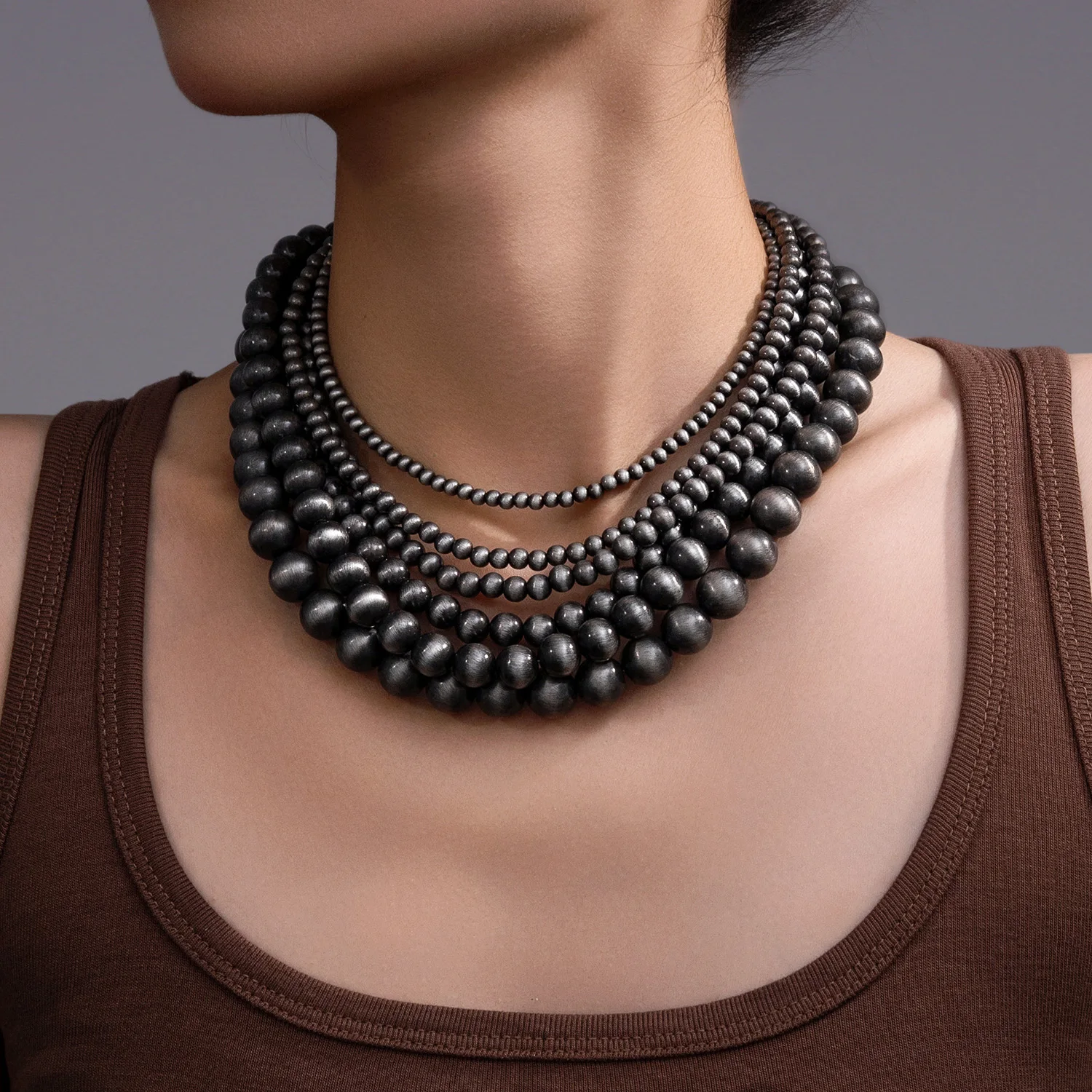 Модное Ретро Градиентное Матовое Ожерелье Из Бисера Размер CCB