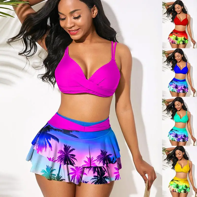 

New High Waist Bikini Swimwear Women Swimsuit Push Up Bikinis Women Bathing Suit Biquini Ruffle Bikini Summer Beach Wear