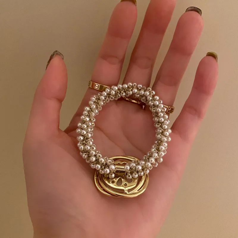 Женские эластичные резинки для волос с большим жемчугом модные в Корейском стиле