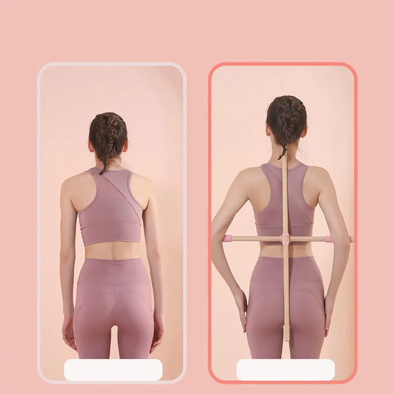 

Wooden Yoga Pole Open Shoulder Beauty Back Posture Corrector Multipurpose Pranayama Stick For Dance Body Sculpting Home Fitness