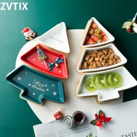large christmas tree ceramic plates with tray decor bamboo snack container dessert plate fruit cute bowls dishes christmas best