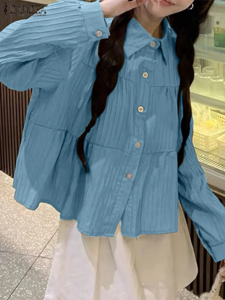 2024 женские повседневные рубашки с длинными рукавами и лацканами однотонные топы