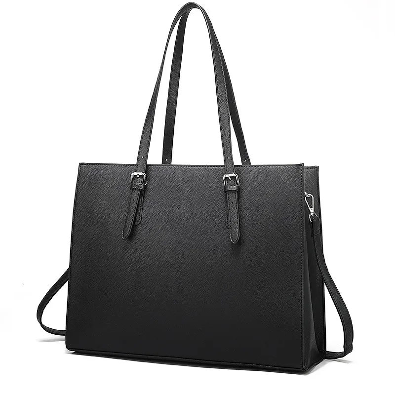 

large capacity leather shoulder bag professional business laptop ba Women's laptop bag 15.6-inch fashionable computer handbag