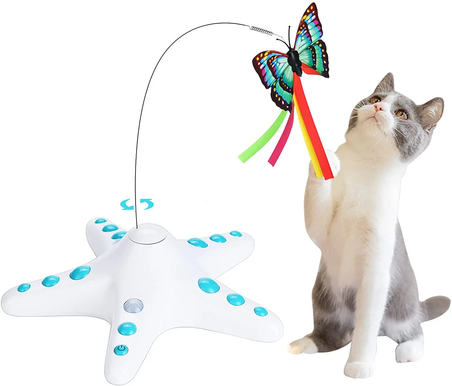 

Rotating Electric Flying Butterfly Colorful Interactive Cat and Dog Automatic Starfish Intelligence Training Spinning Funny Toys