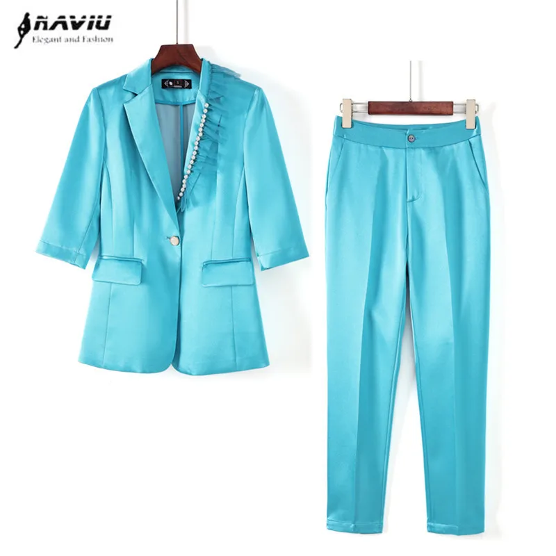 

Fashion Suits Women Summer New Thin High End Professional Temperament Formal Slim Blazer And Pants Office Ladies Work Wear