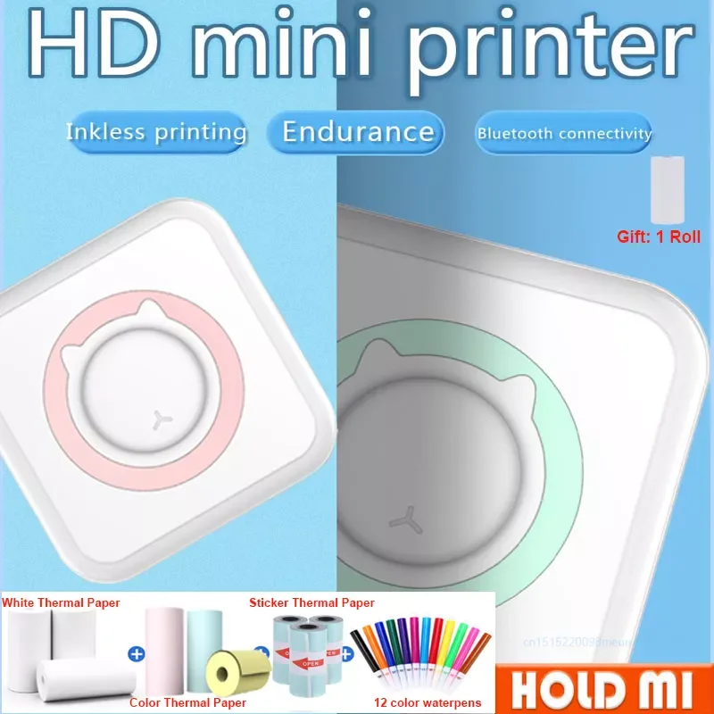 

Printer Portable Mini Wirelessly BT Connect 200dpi Photo La sticker machine Memo List Printing Wireless Printer Clearly