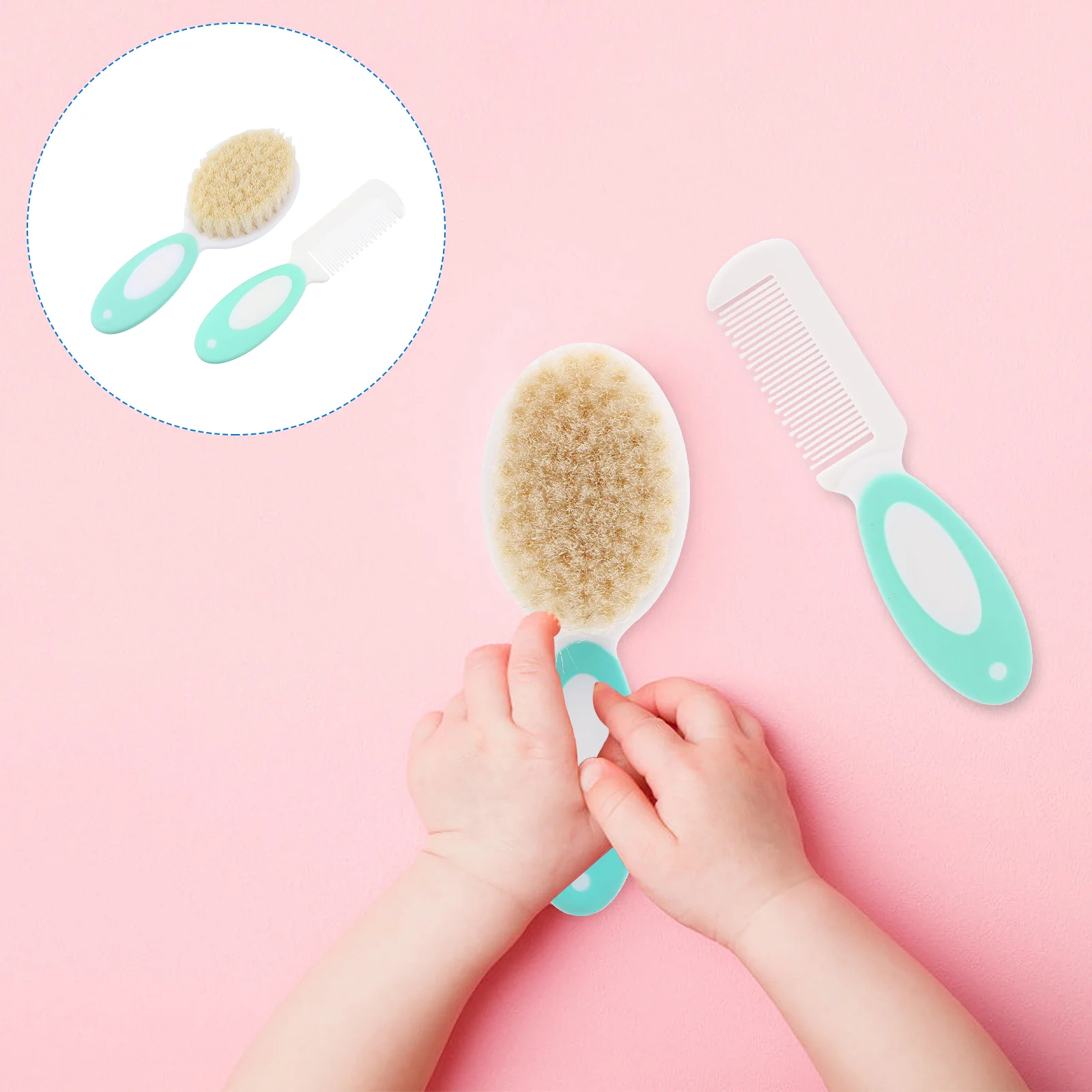Набор детских щеток из 2 предметов расческа для младенцев шерстяной скруббер