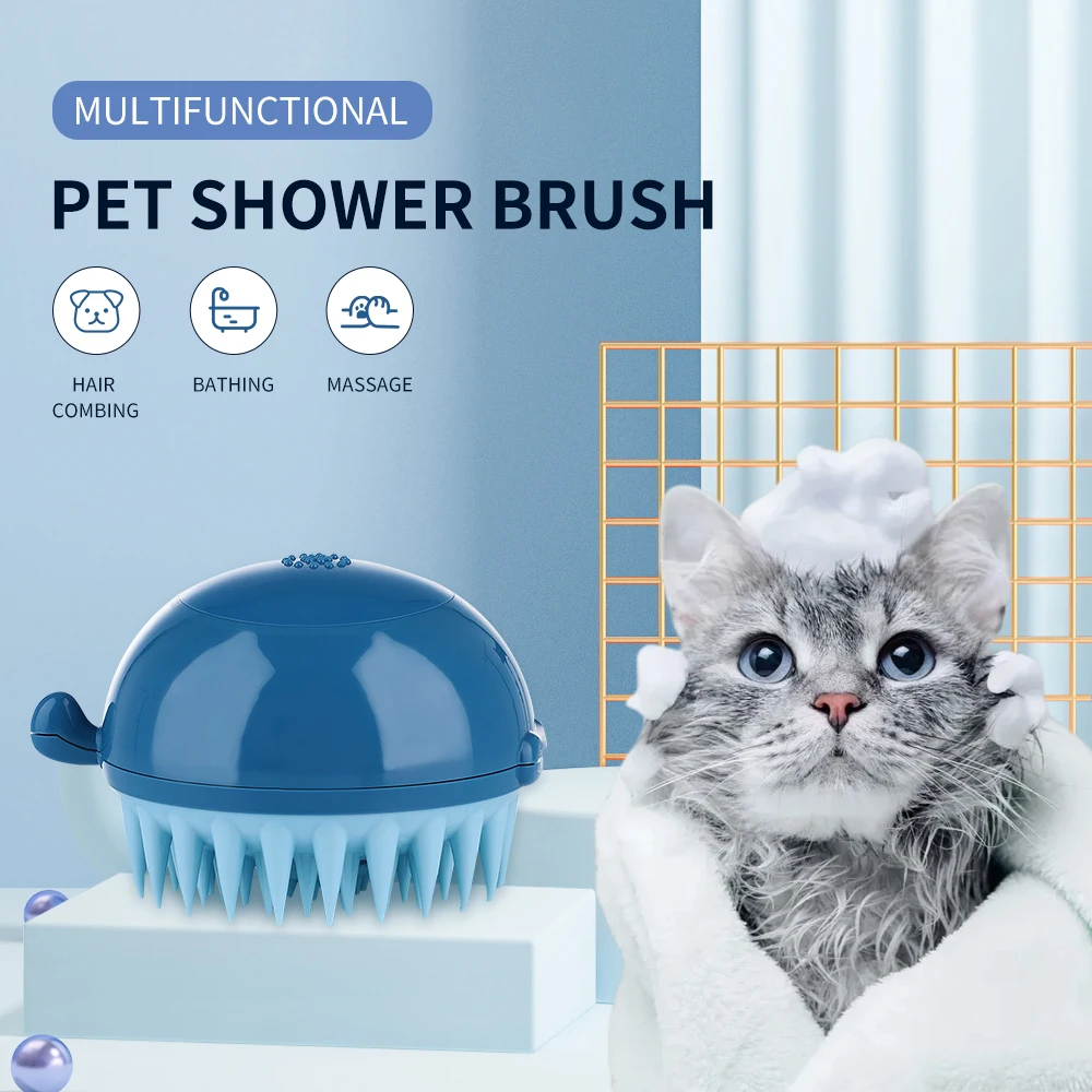 

Pet Bath Brush Shampoo Massage Brush Bathroom Shower Grooming Shampoo Dispenser For Dogs Cats Accessories Puppy Cat Comb