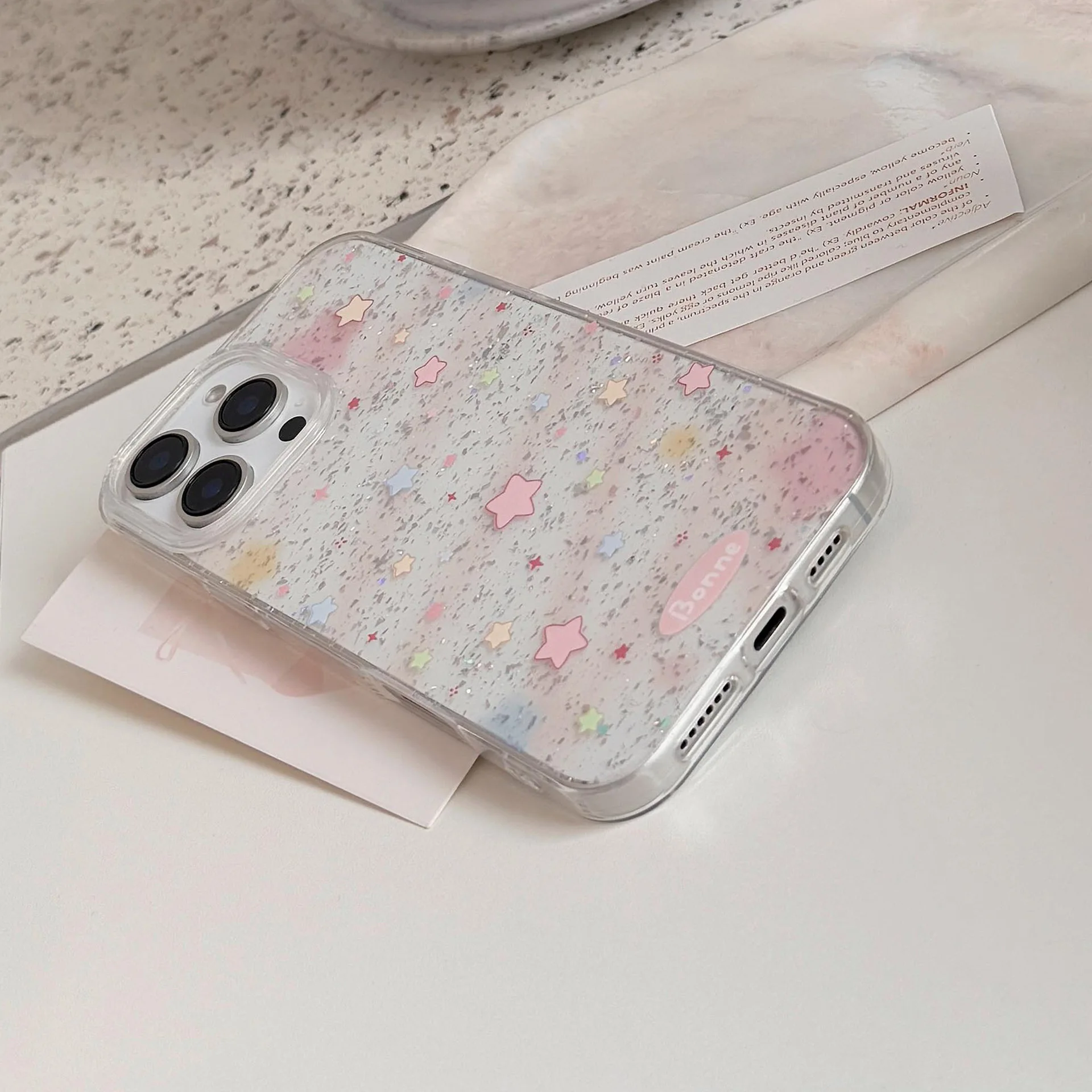 Прозрачный чехол для телефона с блестками и звездного неба iPhone 16 15 14 13 12 11 Pro Max Plus Xr