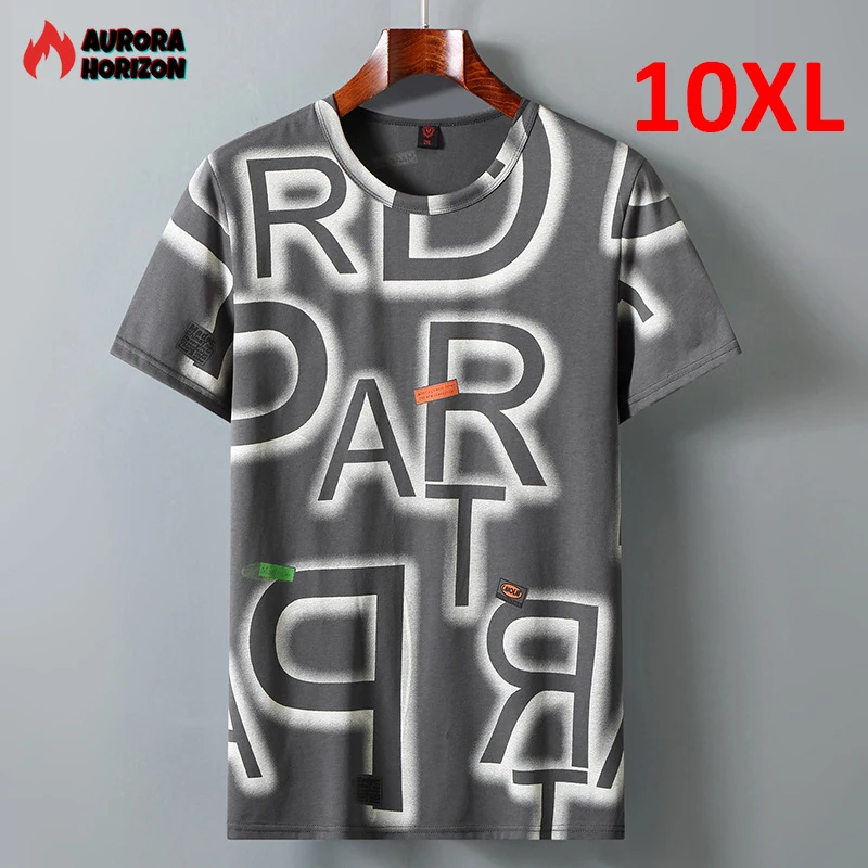 

AuroraHorizon Big Size 10XL T Shirts 2022 Summer Tshirts Men Fashion Casual Plus Size 10XL Tops Tee Letter Graffiti T-shirt Male