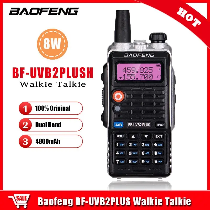 

Baofeng UV-B2Plus Walkie Talkie 4800mAh 8W Dual Band 136-174MHz 400-520mhz Two Way Radio CB Ham Radio UVB2 Plus FM Transceiver