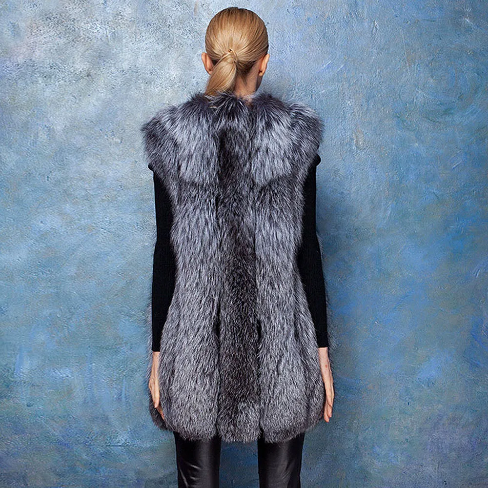 Женский Длинный жилет в полоску Повседневная теплая безрукавка из натурального