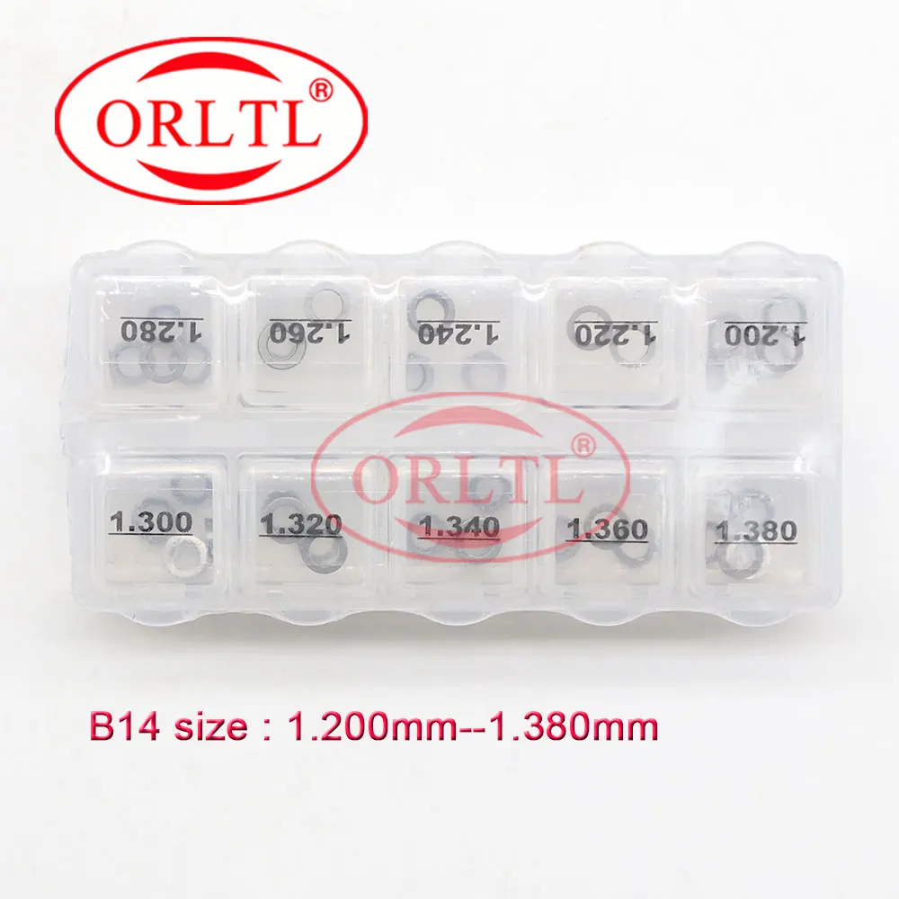 

ORLTL 50 шт. B14 шайба регулировки топливной форсунки Common Rail прокладки форсунки B14 размер 1,2-1,38 мм для Bosch
