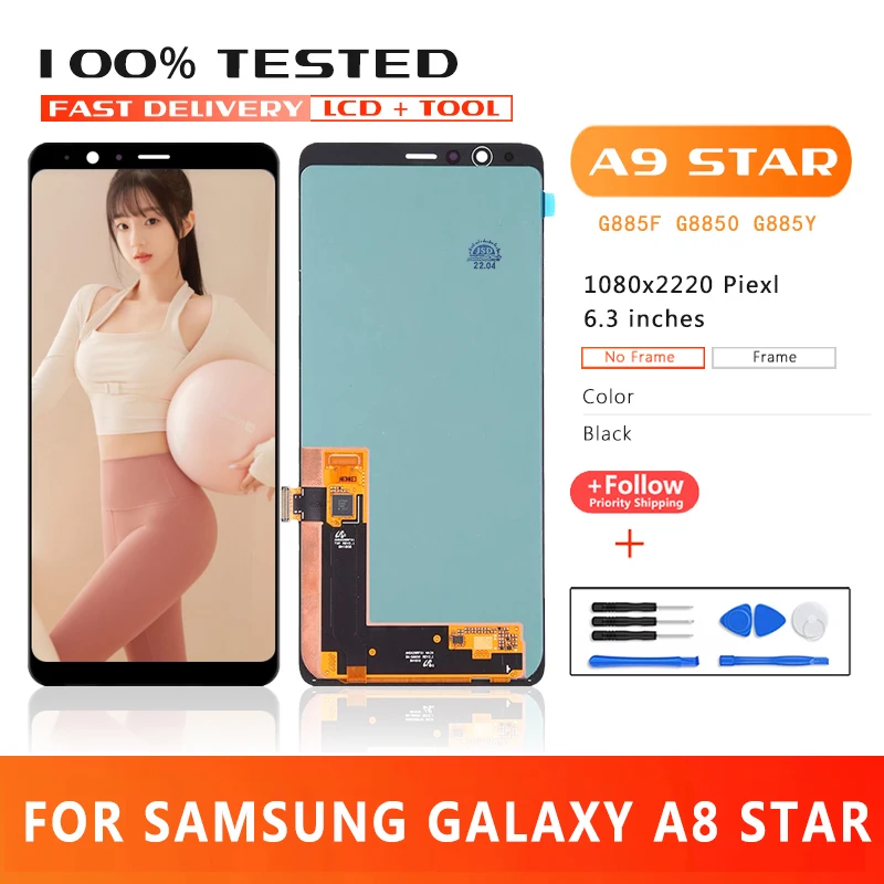 

Оригинальный ЖК-дисплей 6,3 дюйма премиум качества для Samsung Galaxy A8 Star, ЖК-экран с сенсорным экраном для A9 Star G8850, ЖК-дисплей