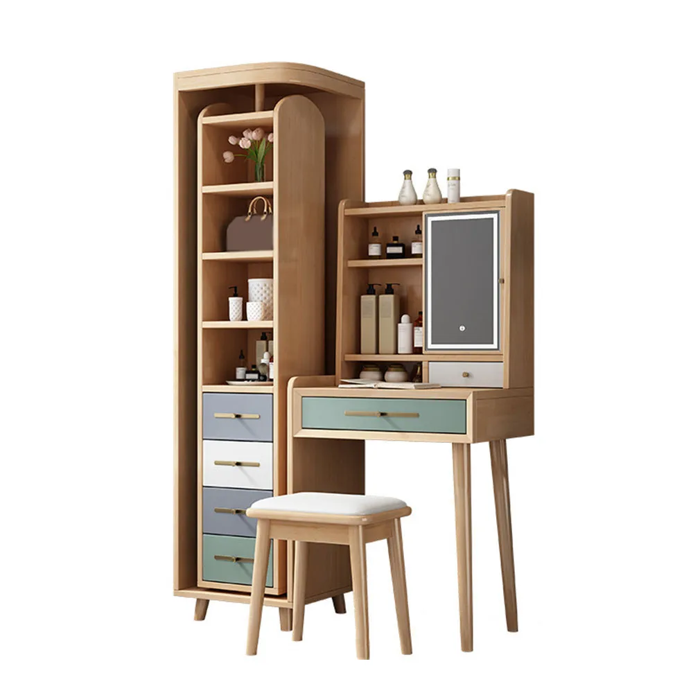 

Solid Wood Dressers Bedroom Storage Cabinet One Body Small Apartment Full-Length Mirror Combination Multifunction