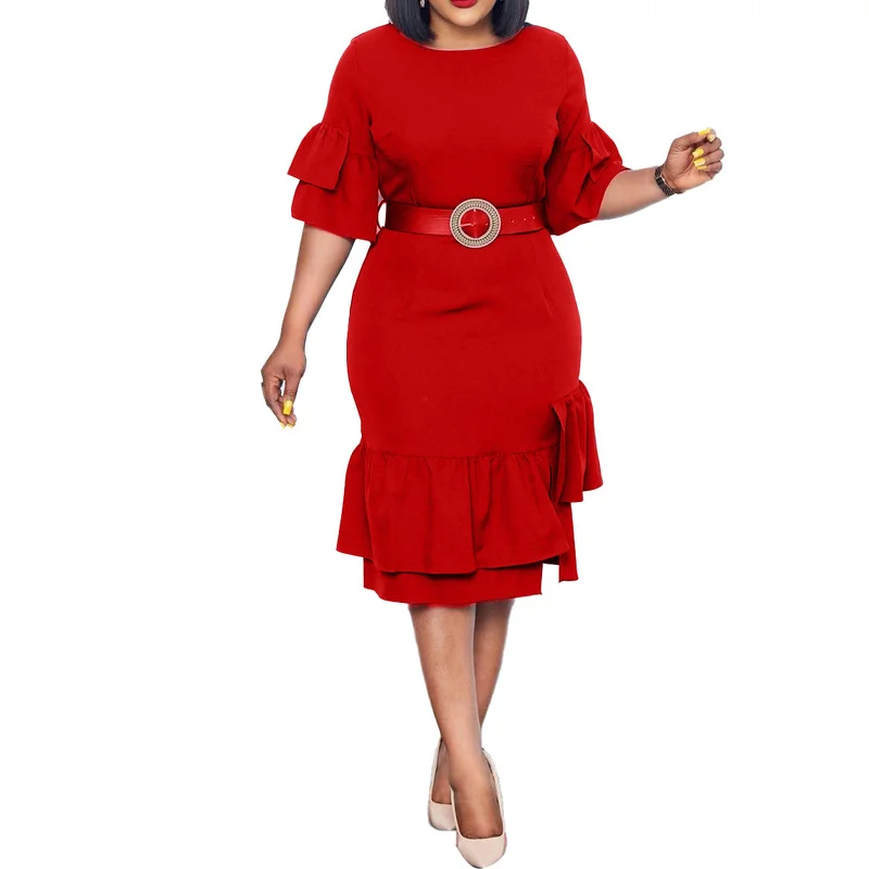 

2022 Summer Short Sleeve Dress African Dresses for Women Party Plus Size Clothing Dashiki Ruffles Robe Africaine Femme Vestido