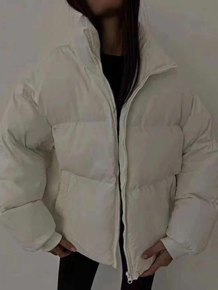 Winter Coat for Women Fashion Zipper Solid Warm Puffer Thick Jacket 2022 Autumn Female Casual Loose Bubble Down Jackets Outwear