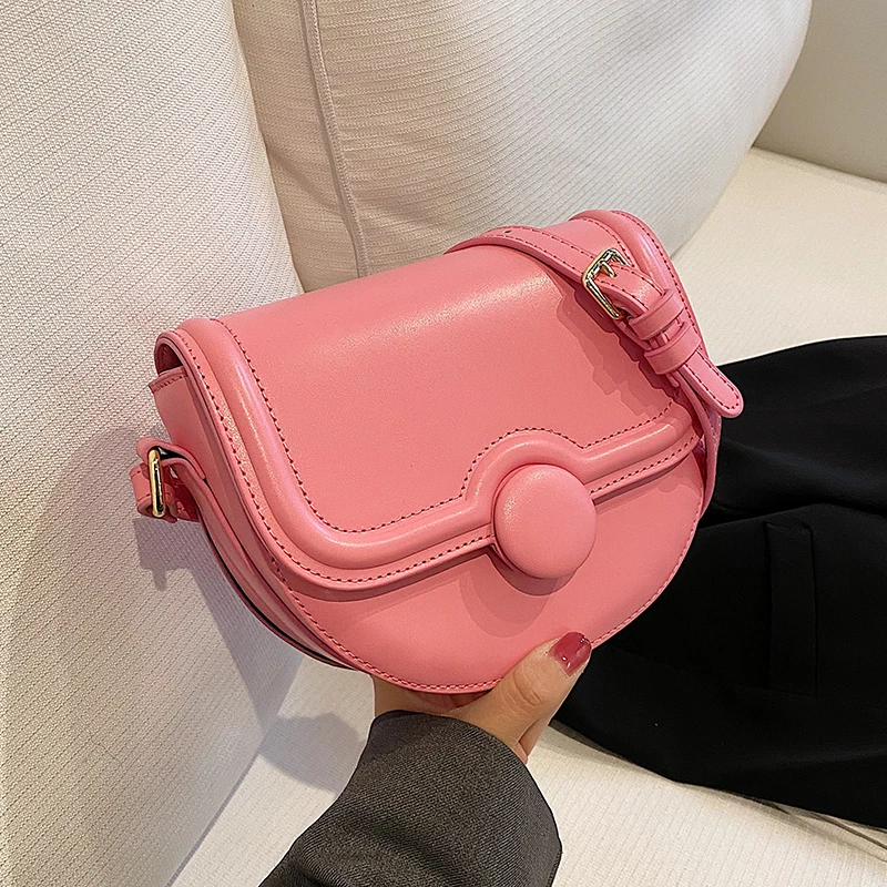 

PU Leather Saddle Crossbody Bags for Women 2022 Summer Tendy Ladies Fashion Handbag Luxury Designer Brand Casual Shoulder Bag