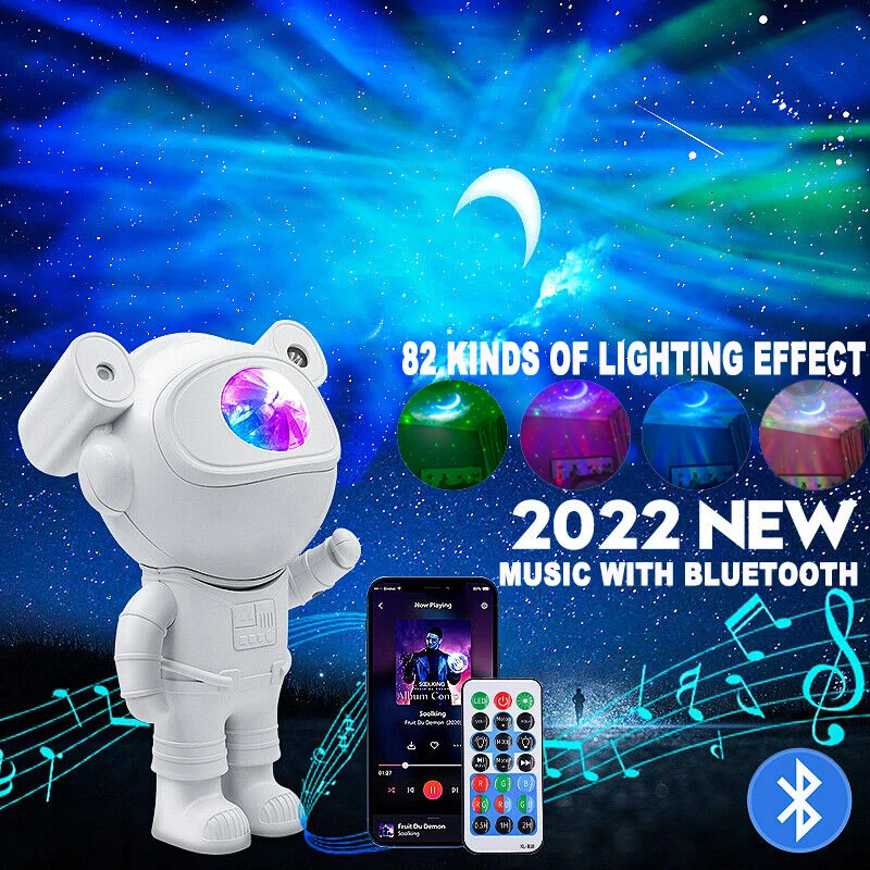 

Upgraded Galaxy Night Light Astronaut Starry Nebula Moon Ceiling Sky Projector Light with Timer and Remote Bluetooth Speaker