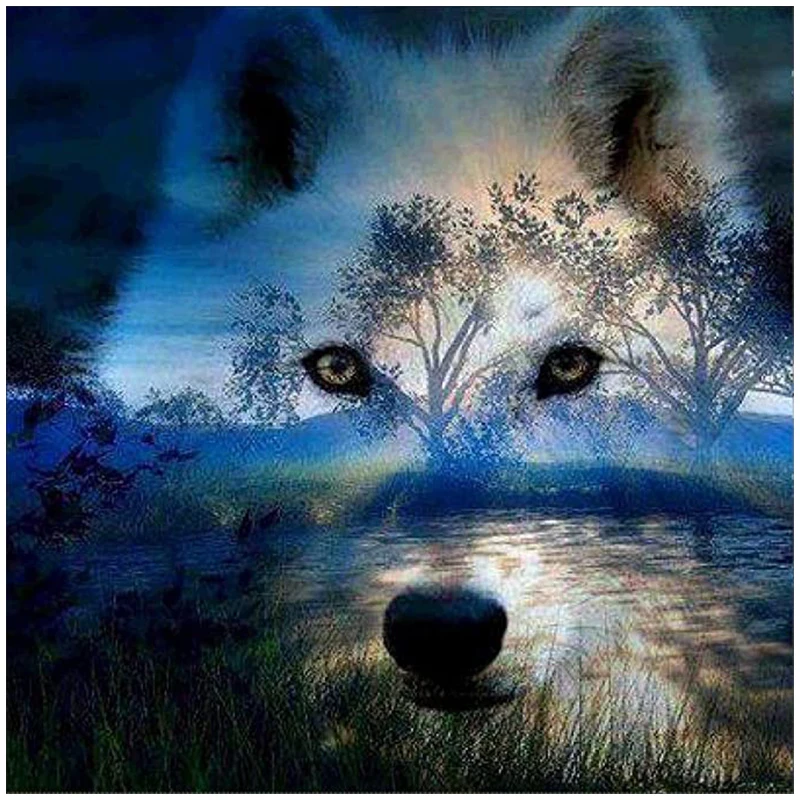 

Diamond Embroidery Wolf Mosaic Rhinestones Picture Full Square Diamond Painting Animal Husky Needlework Wall Art Home Decoration