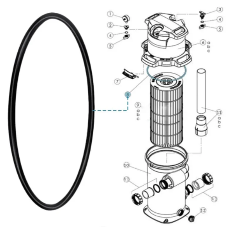 Фото Уплотнительное кольцо головки фильтра HGFLE, совместимое с CXFHR1001/RGX45G для Hayward Swimclear C100S/C150S/C200S Regenx RG450/RG700/ASL C850 №2