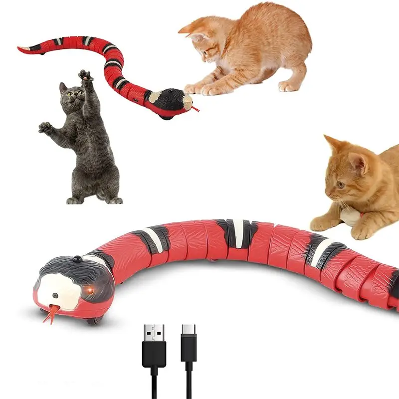 

Cat Toy Electric Induction Smart Snake Usb Charging Toys For Cats Animal Trick Terrifying Mischief Kids Toys Funny Novelty Gift