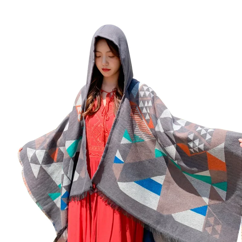 

Travel Autumn And Winter Cloak Red Shawl