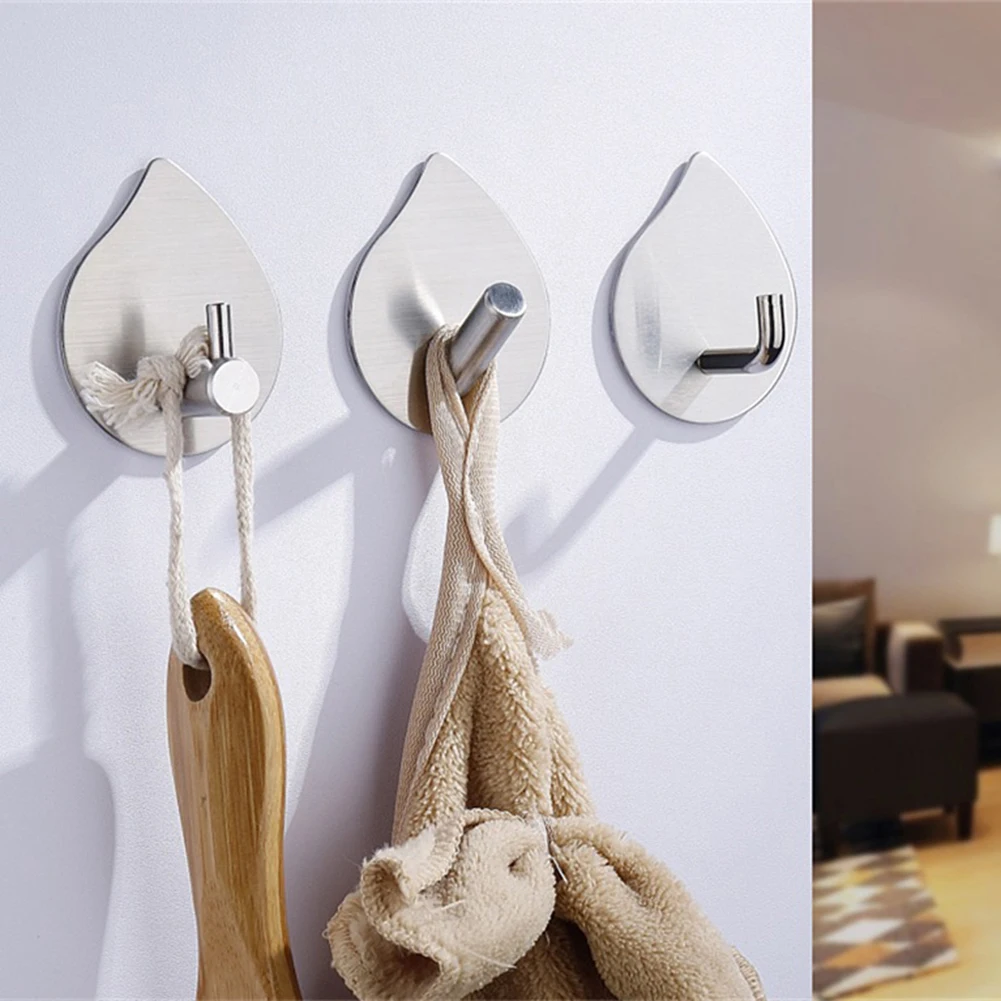 

Stainless Steel Self Adhesive Robe Hook Wall Hook Towel Hook Rustproof Hook Hanger For Kitchen Hardware Bathroom Gadgets