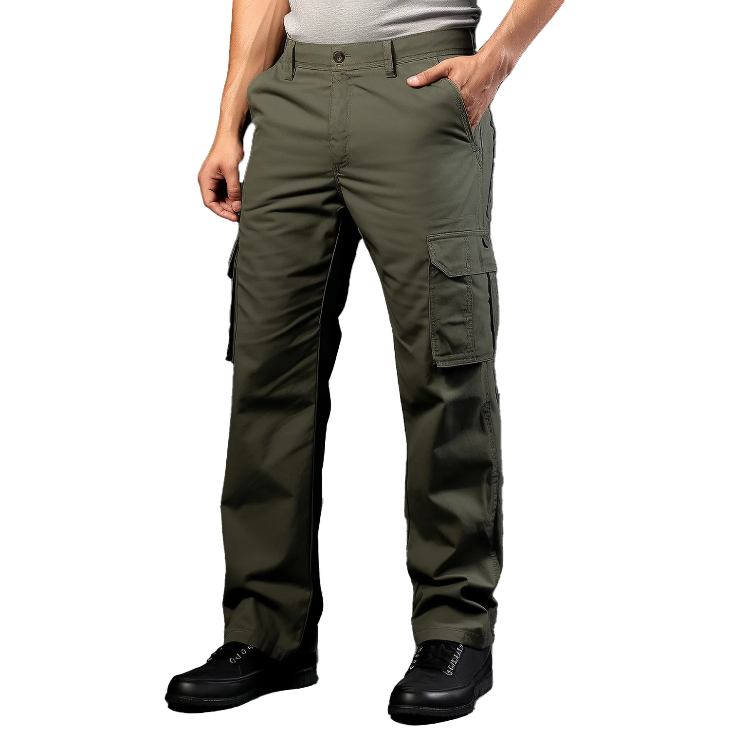

Men's Cargo Trousers Floor Length Pants with Side Pockets 1960s Style
