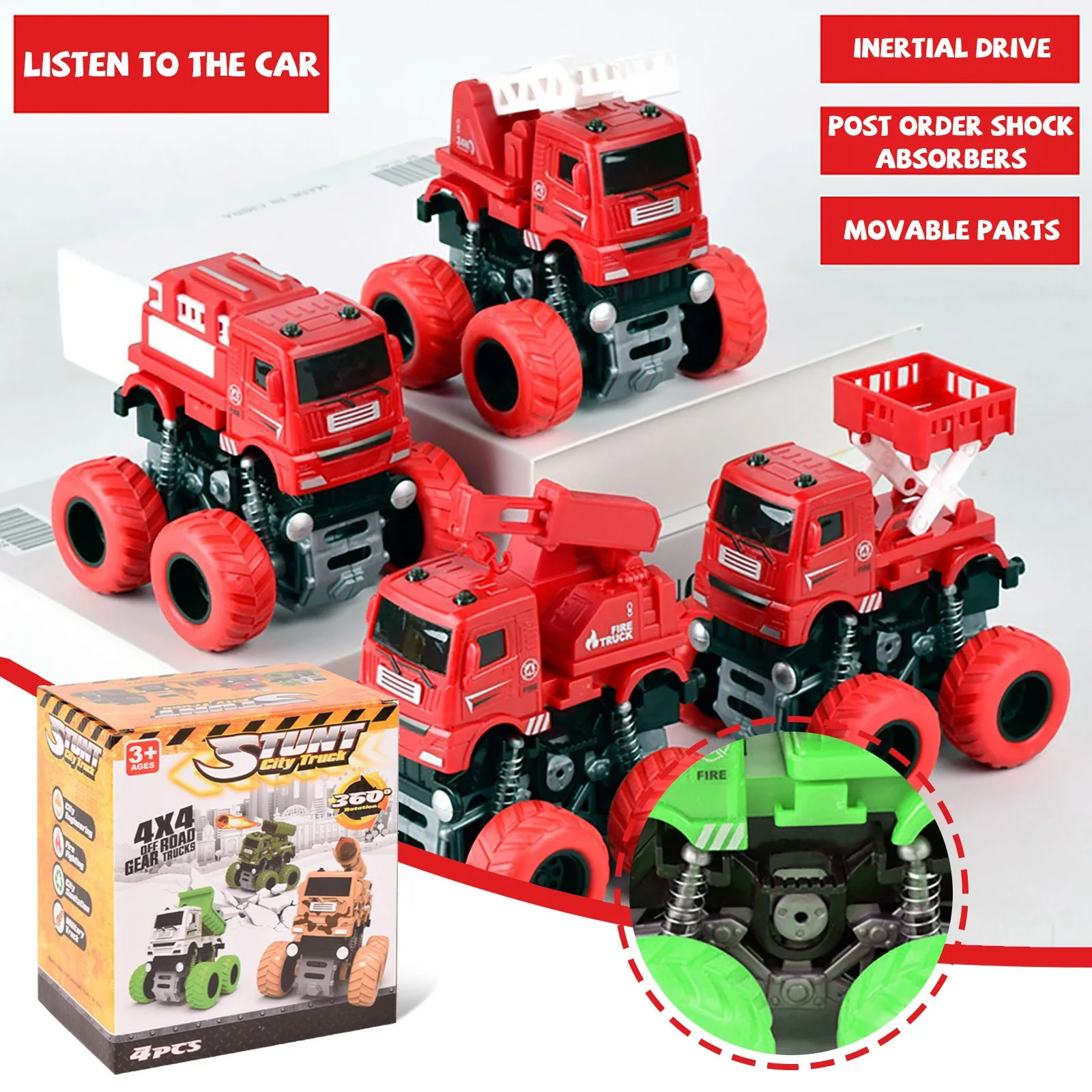 

Cars Car Friction Powered -Pack Engineering Go Vehicles Toy Military and Education Handheld Games for Toddlers Age 2-3
