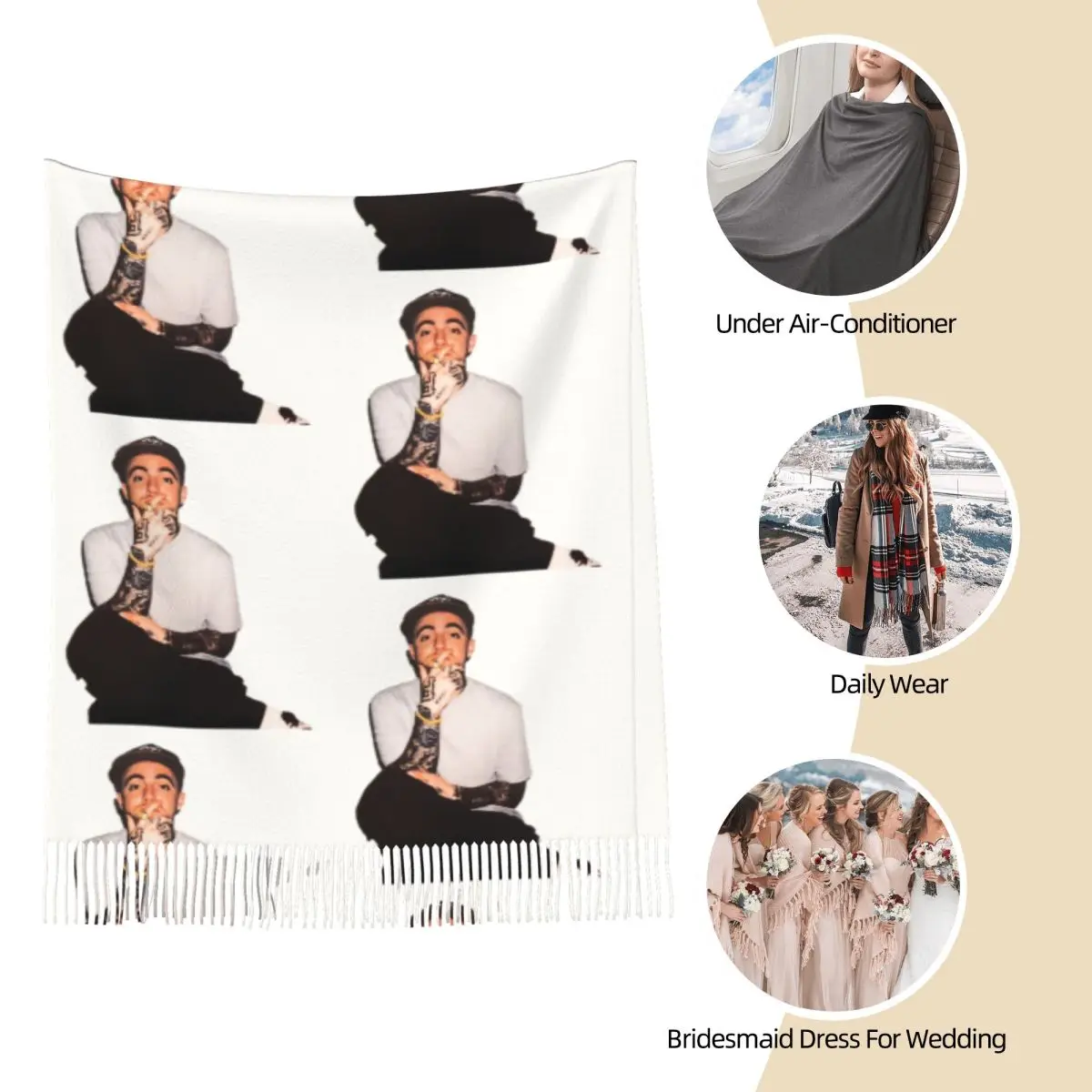 Хип-хоп Macmiller Legend рубашка плакат шарф шарфы с кисточками для женщин мягкие теплые