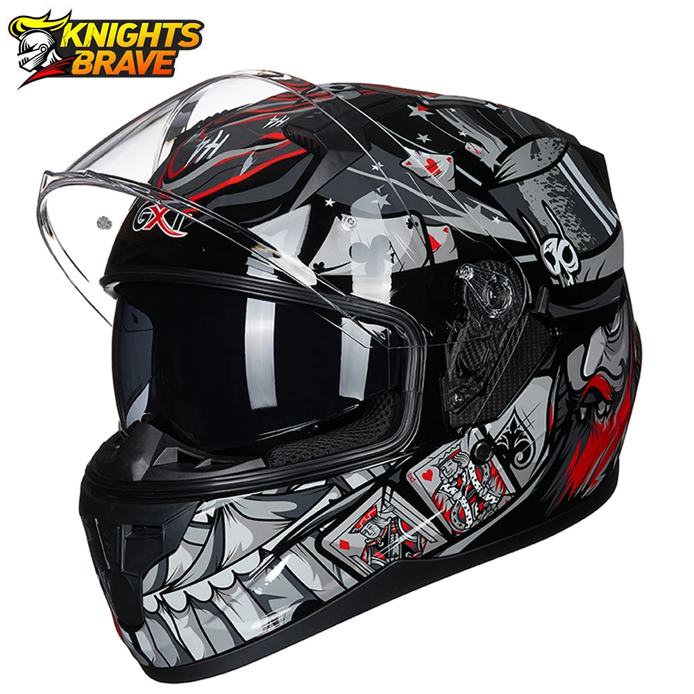 GXT Full Face Casco Moto Men Motorcycle Helmet Motocross Motorbike Racing Helmet Double Lens Capacete Moto Cascos Para Moto