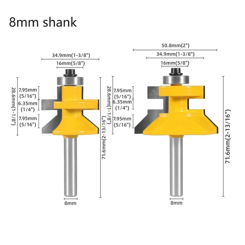 

2pcs 12.7mm 12mm 8mm Shank V Groove & Matched Tongue Router Bit Set With Bearings Milling Cutter Router Bits Woodworking Tools