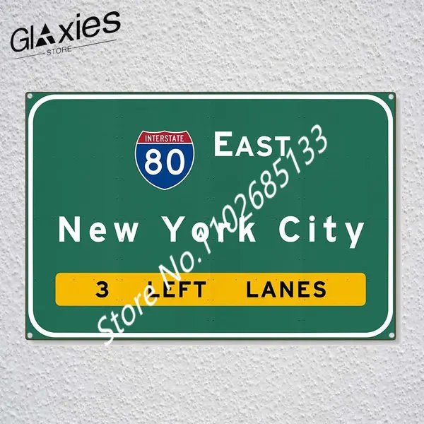 

New York City Interstate I-80 East Nyc Ny Automotive Highway Freeway Travel Novelty Tin Sign Metal Sign Metal Poster Metal Decor
