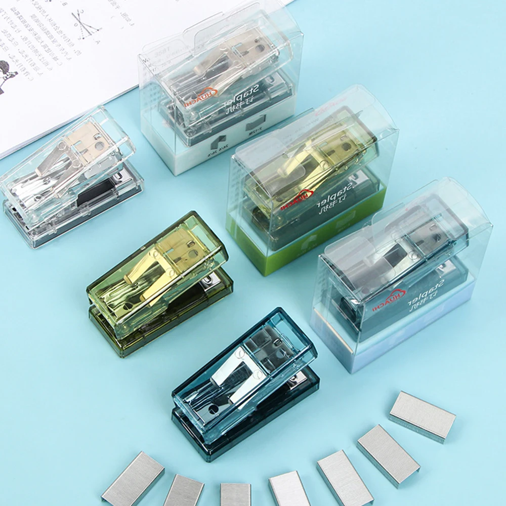 

INS Creative Mini Transparent Stapler Office Home School Binding Supplies Kawaii Small Stapler Stationery Exquisite Stapler