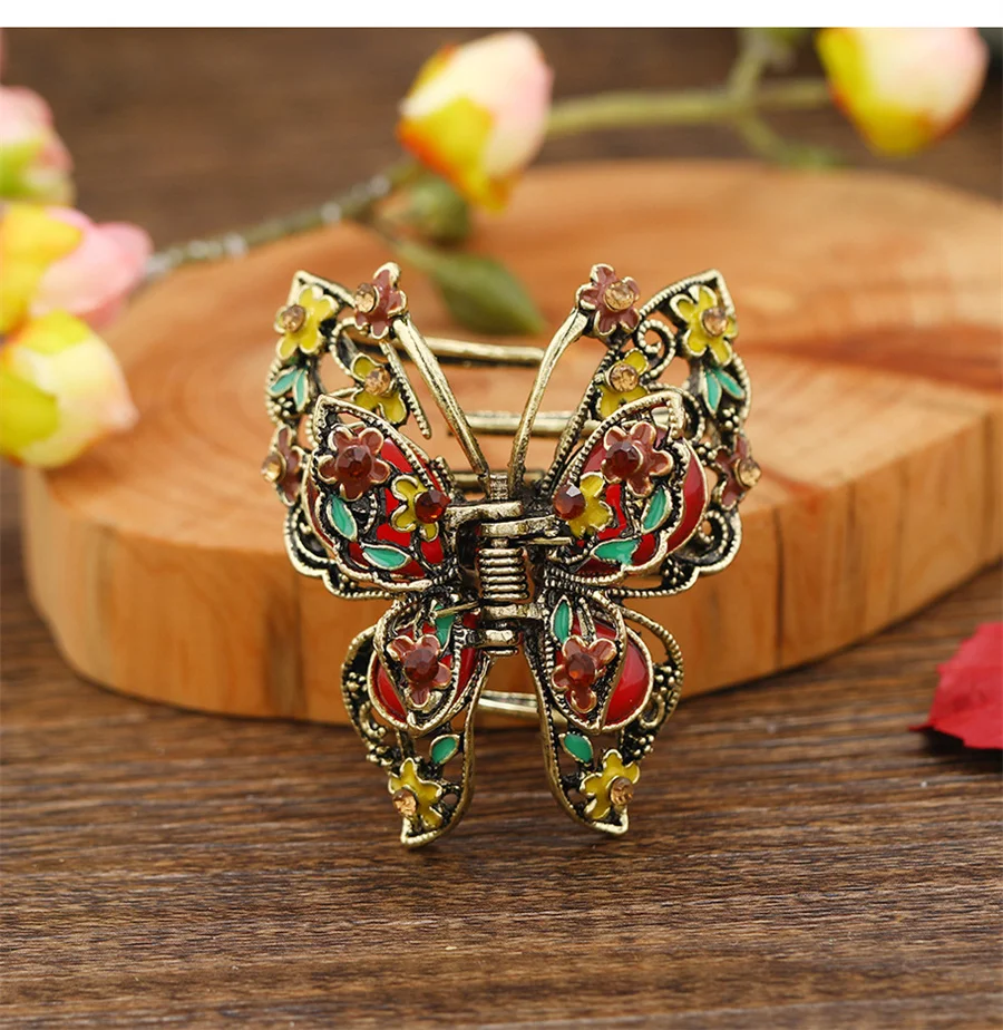 

New Elegant Butterfly Hair Grip Girl fashion Retro Hair Clip Metal Shark Clip Top Clip Delicate Bangs Clip Hair Accessories gift