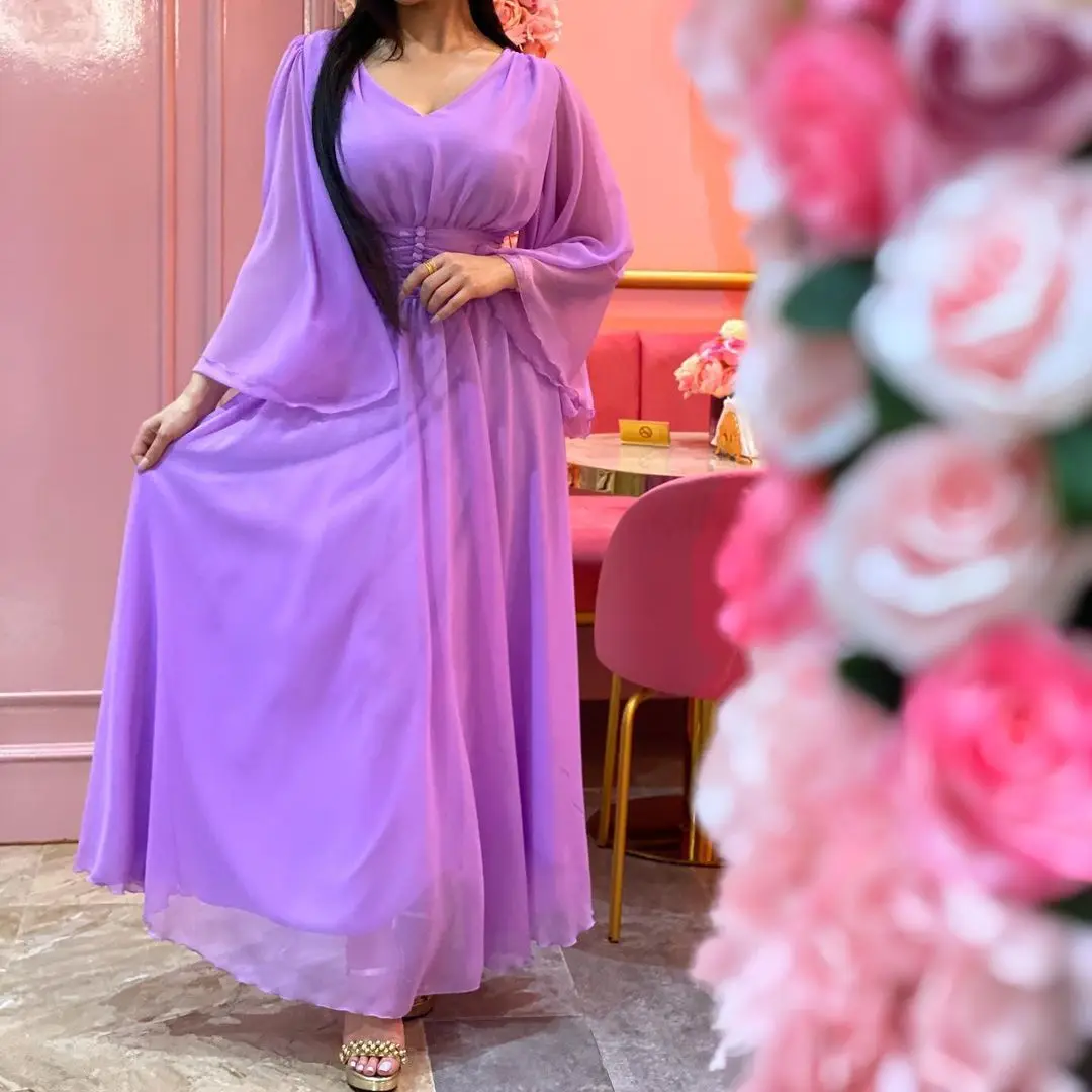 Ramadan Eid Mubarak Chiffon Dubai Abaya Saudi Arabic Turkey Islam Muslim Fashion Hijab Dress for Women Robe Longue Femme Kaftan