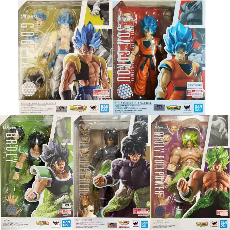 В наличии Оригинальные Bandai S.H. Фигуртс SHF Son Gokou супергерой Broly Fullpower Gogeta Super Saiyan