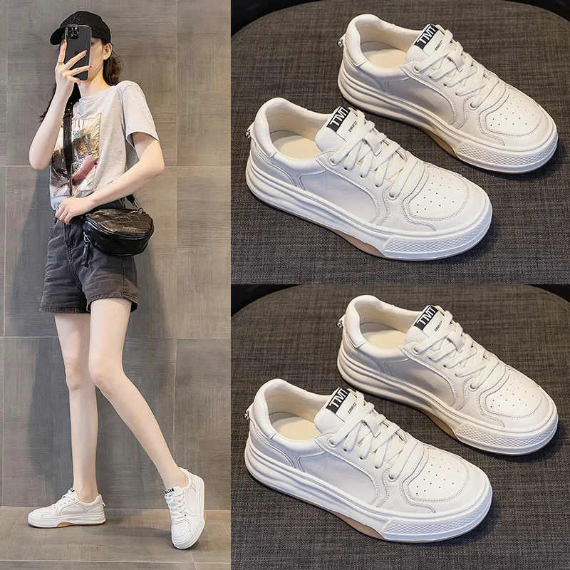 

Small white shoes female 2023 new women's shoes spring and autumn thick bottom board shoes hundred with casual sports shoes