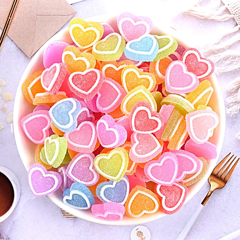 

20 Pcs Resin Simulation Frosted Love Candy Phone Shell DIY Material Lovely Hairpin Hair Ring Handmade Crafts Accessories