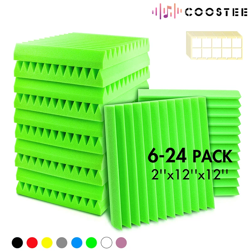 

Wall Soundproof Foam Sponge Pad 6/12/24 Pcs Studio Acoustic Soundproof Panels Noise Insulation Absorbing For House Isolation