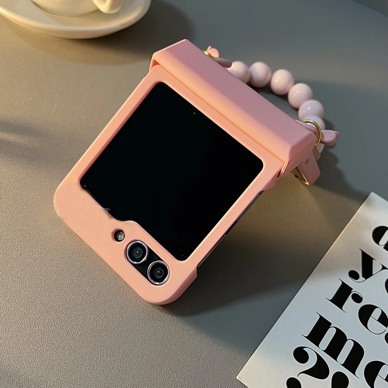 Для Motorola Moto Razr 40 50 Raz Ultra Plus 2023 2024 роскошный розовый браслет с бусинами и цепочкой