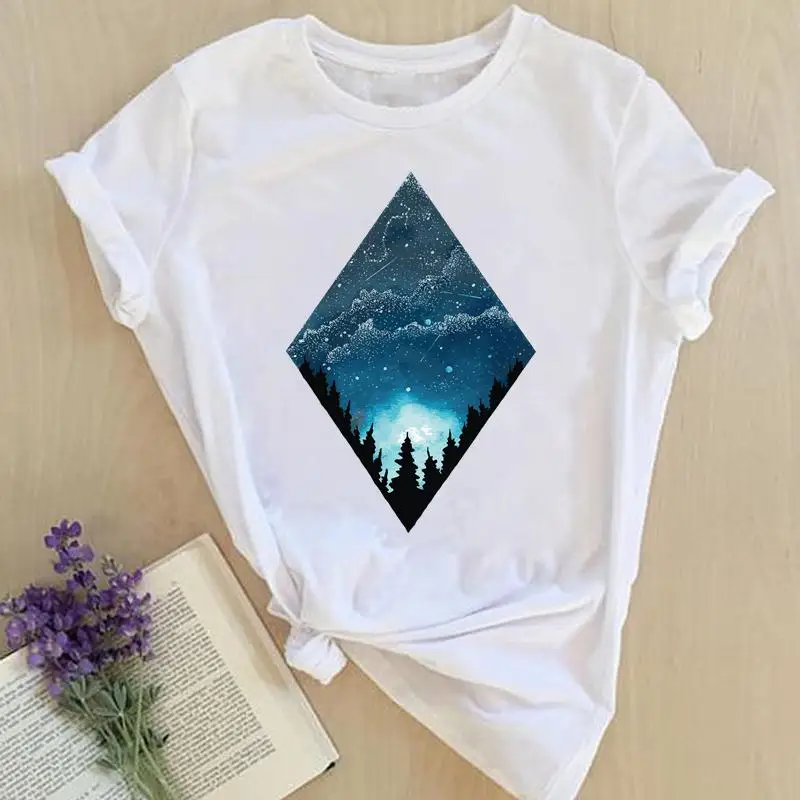 

Женские топы с принтом Космос Звезда Луна Ночная одежда футболки с коротким рукавом женская летняя модная женская футболка с графическим п...