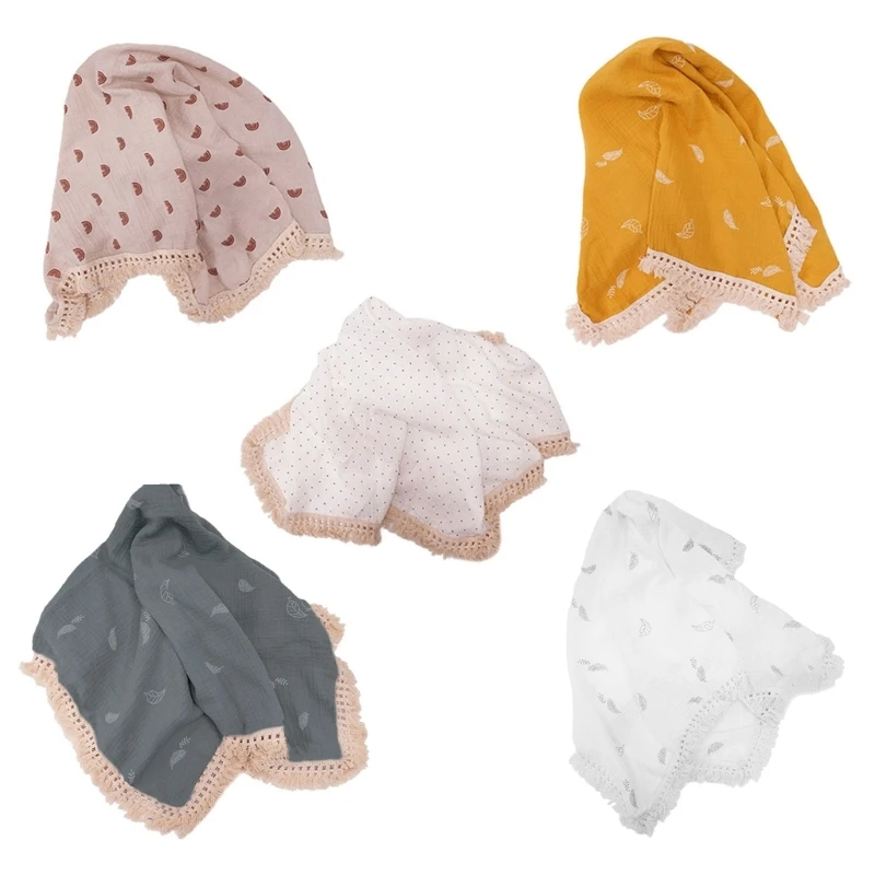 

Infants Muslin Swaddle Wrap Baby Tassel Receiving Blanket Newborn Sleeping Bag Print Bedding Quilt Pure Cotton Swaddling Wrap