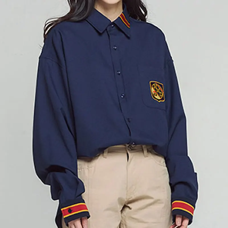 Kim Taehyung Embroidery Shirt Korean Street Style Harajuku Top Loose Long Sleeve Bangtan Boys Hip Hop Fashion Ins Clothes Unisex