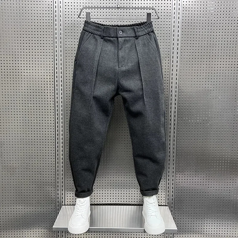 

Men Clothing Casual Pants Autumn Winter New Woolen Wide-leg Pants Men's Baggy Harlem Pants All-match Trousers Vetements Homme