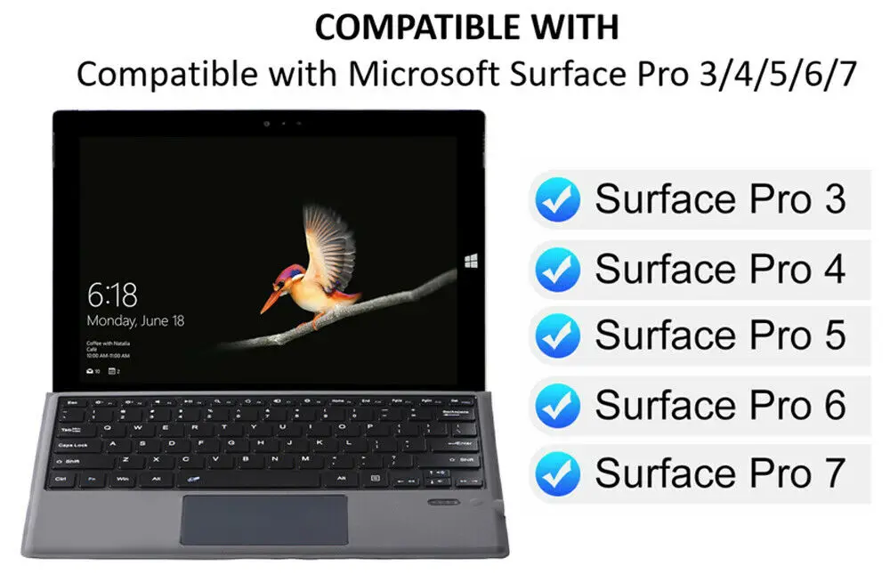 Беспроводная клавиатура с магнитной застежкой для Microsoft Surface Pro 7/6/5/4 |